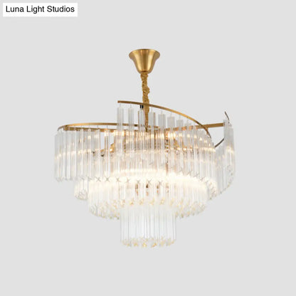Clear Crystal Postmodern Gold Chandelier for Layered Living Room Ceiling Lighting