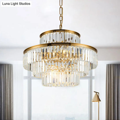 Clear Crystal Rod Chandelier - Postmodern 23.5"/31.5" Wide - 9-Light Pendant Light for Dining Room