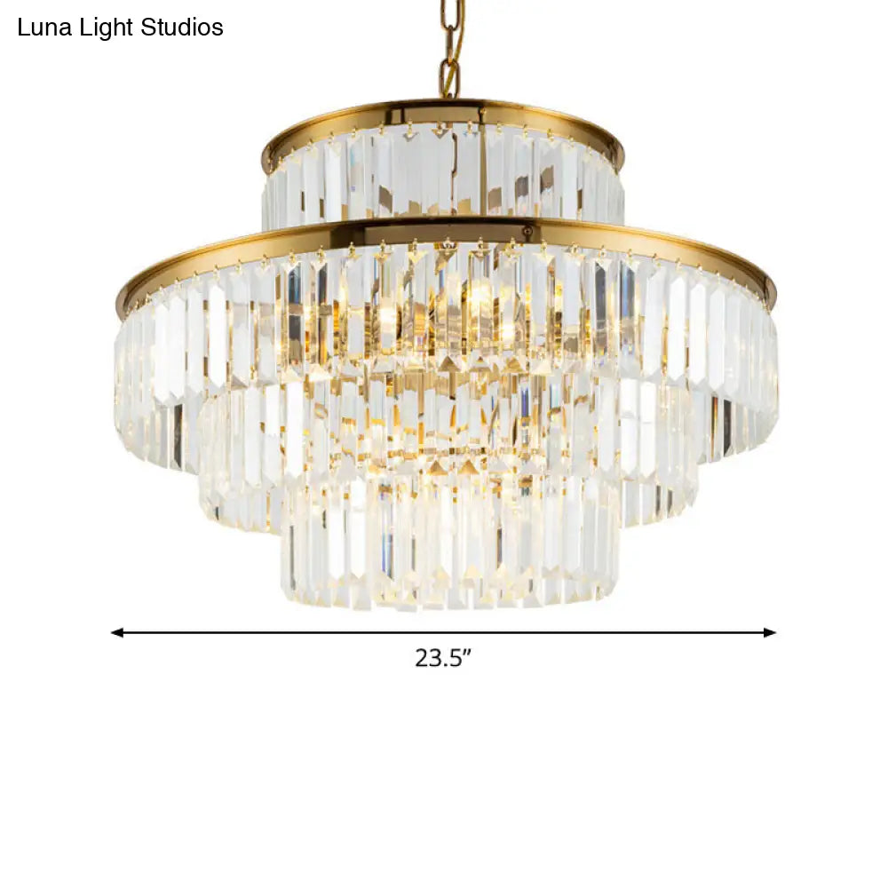 Clear Crystal Rod Chandelier - Postmodern 23.5"/31.5" Wide - 9-Light Pendant Light for Dining Room