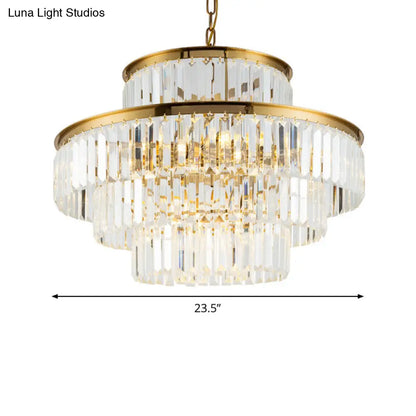 Clear Crystal Rod Chandelier - Postmodern 23.5"/31.5" Wide - 9-Light Pendant Light for Dining Room