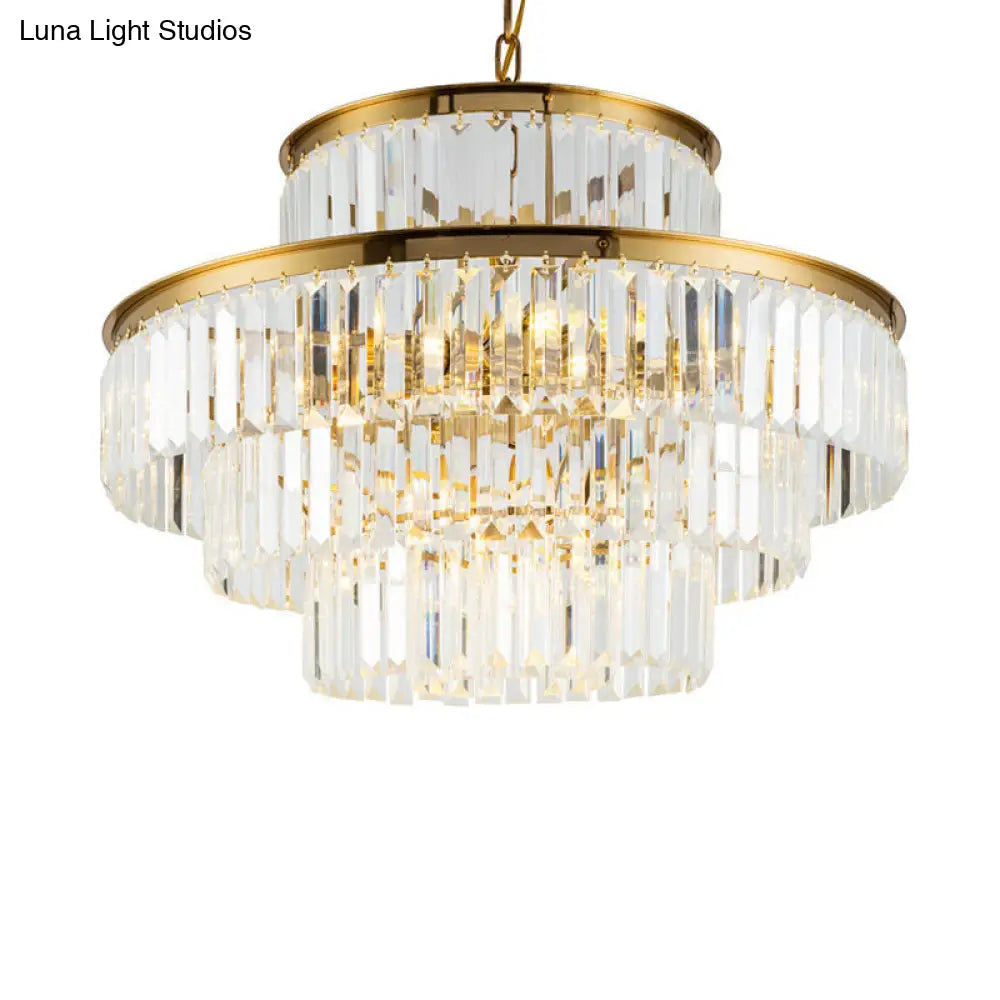Clear Crystal Rod Chandelier - Postmodern 23.5"/31.5" Wide - 9-Light Pendant Light for Dining Room
