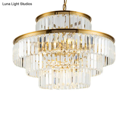 Clear Crystal Rod Chandelier - Postmodern 23.5"/31.5" Wide - 9-Light Pendant Light for Dining Room