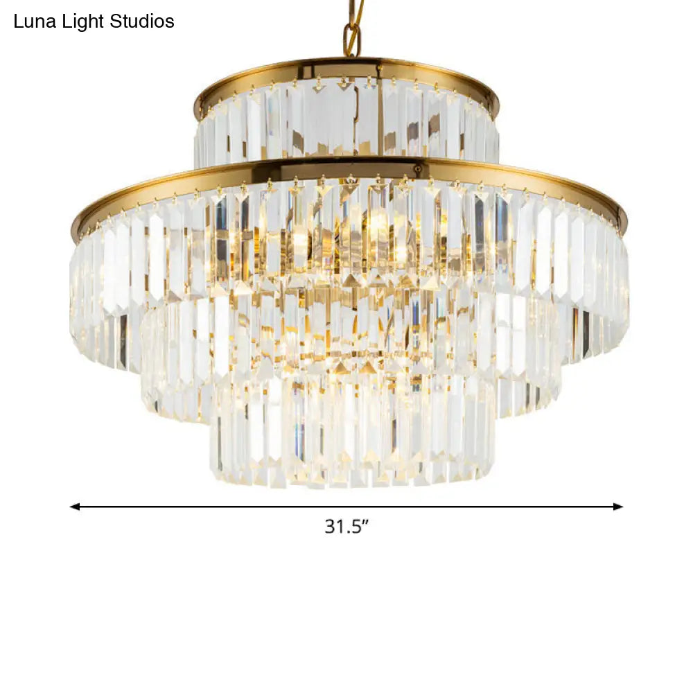 Clear Crystal Rod Chandelier - Postmodern 23.5"/31.5" Wide - 9-Light Pendant Light for Dining Room