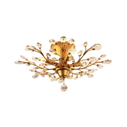 DecorBites™ DecorBites™ Clear Crystal Semi Flush Ceiling Fixture - 4 Bulb Traditional Branching Design for Bedroom
