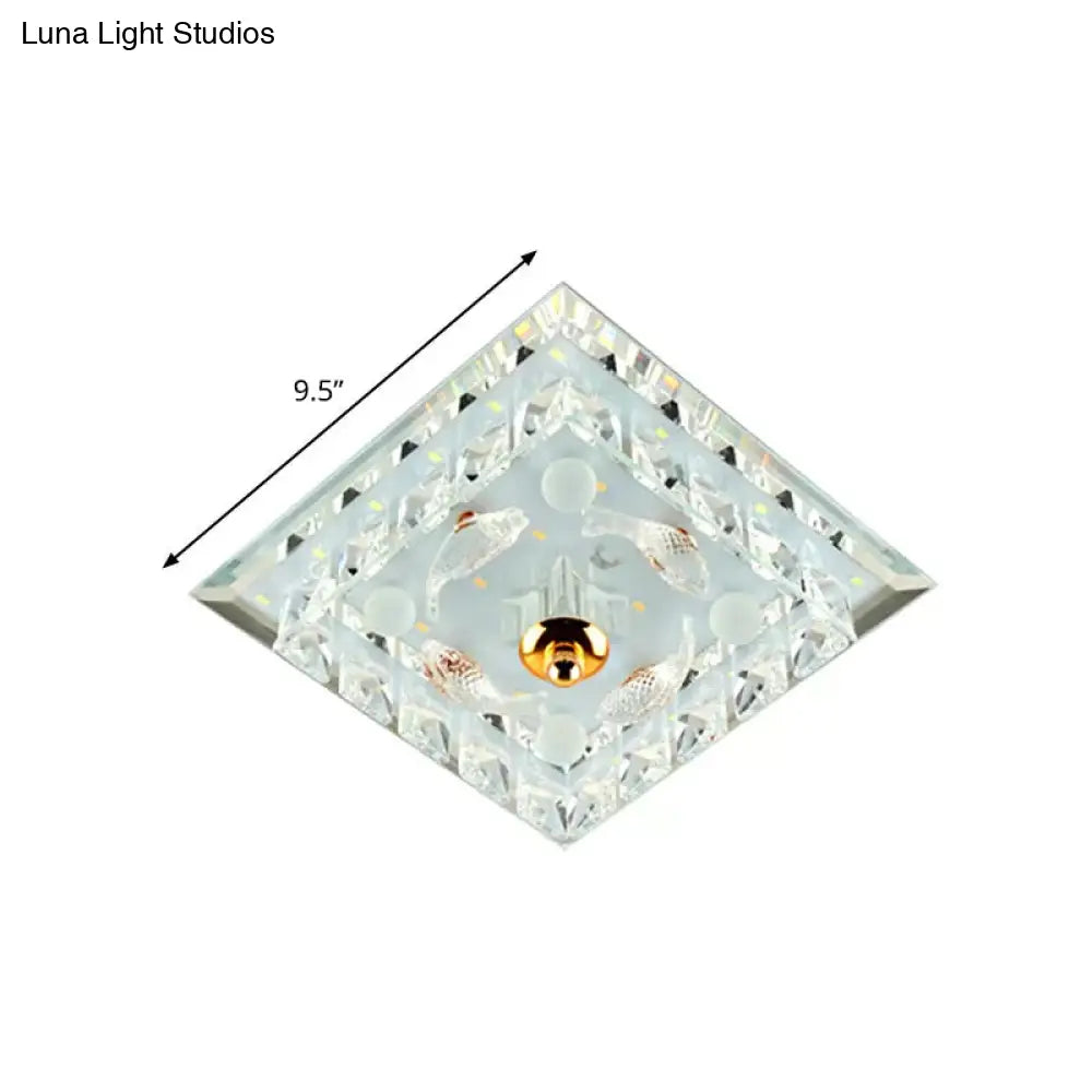 DecorBites™ DecorBites™ Clear Crystal Square LED Flush Mount Ceiling Light - Simple & Elegant 7"/9.5" Wide Flush Fixture