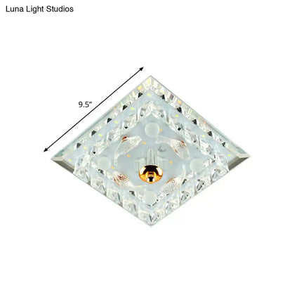 DecorBites™ DecorBites™ Clear Crystal Square LED Flush Mount Ceiling Light - Simple & Elegant 7"/9.5" Wide Flush Fixture