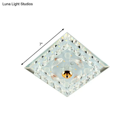DecorBites™ DecorBites™ Clear Crystal Square LED Flush Mount Ceiling Light - Simple & Elegant 7"/9.5" Wide Flush Fixture