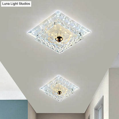 DecorBites™ DecorBites™ Clear Crystal Square LED Flush Mount Ceiling Light - Simple & Elegant 7"/9.5" Wide Flush Fixture