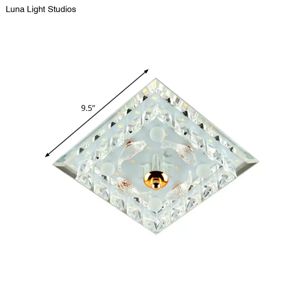 DecorBites™ DecorBites™ Clear Crystal Square LED Flush Mount Ceiling Light - Simple & Elegant 7"/9.5" Wide Flush Fixture
