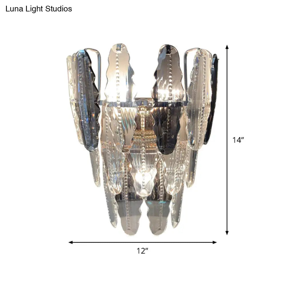 DecorBites™ Clear Crystal Wall Sconce with Three Tapered Lights - Modern Wall Mount Fixture