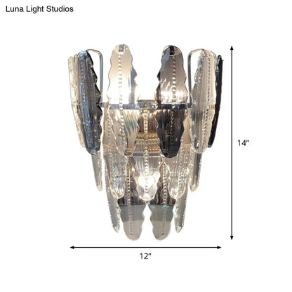 DecorBites™ Clear Crystal Wall Sconce with Three Tapered Lights - Modern Wall Mount Fixture