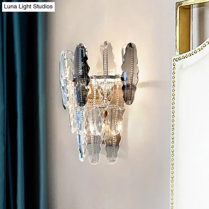 DecorBites™ Clear Crystal Wall Sconce with Three Tapered Lights - Modern Wall Mount Fixture