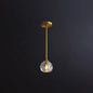 Clear Cut Crystal Gold Pendant Lamp with Simple Ball Design - 1 Bulb Bedside Light