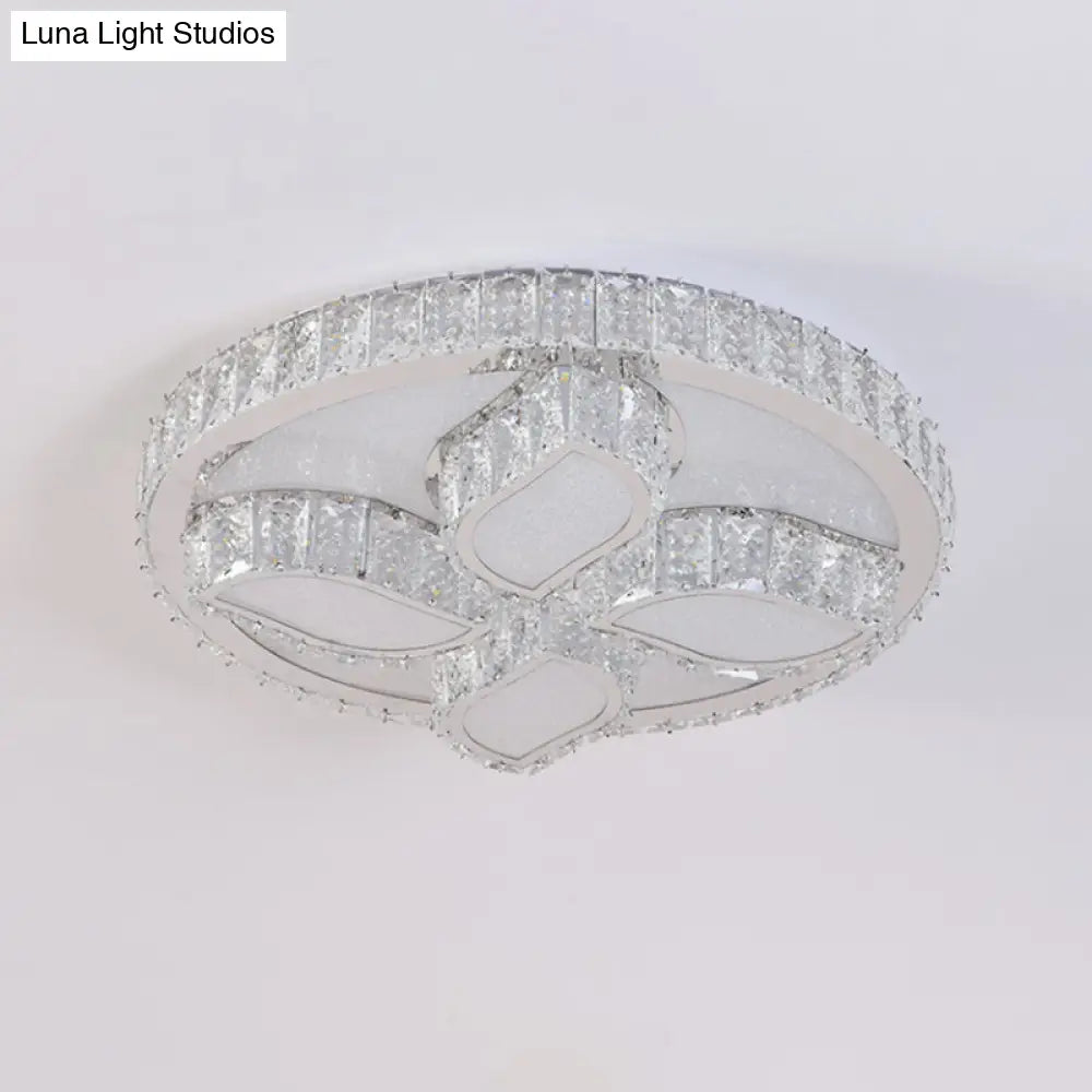 DecorBites™ DecorBites™ Clear Cut Crystal LED Flushmount Ceiling Light - Modern Leaf Design for Bedroom Lighting