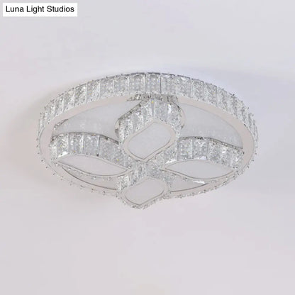 DecorBites™ DecorBites™ Clear Cut Crystal LED Flushmount Ceiling Light - Modern Leaf Design for Bedroom Lighting