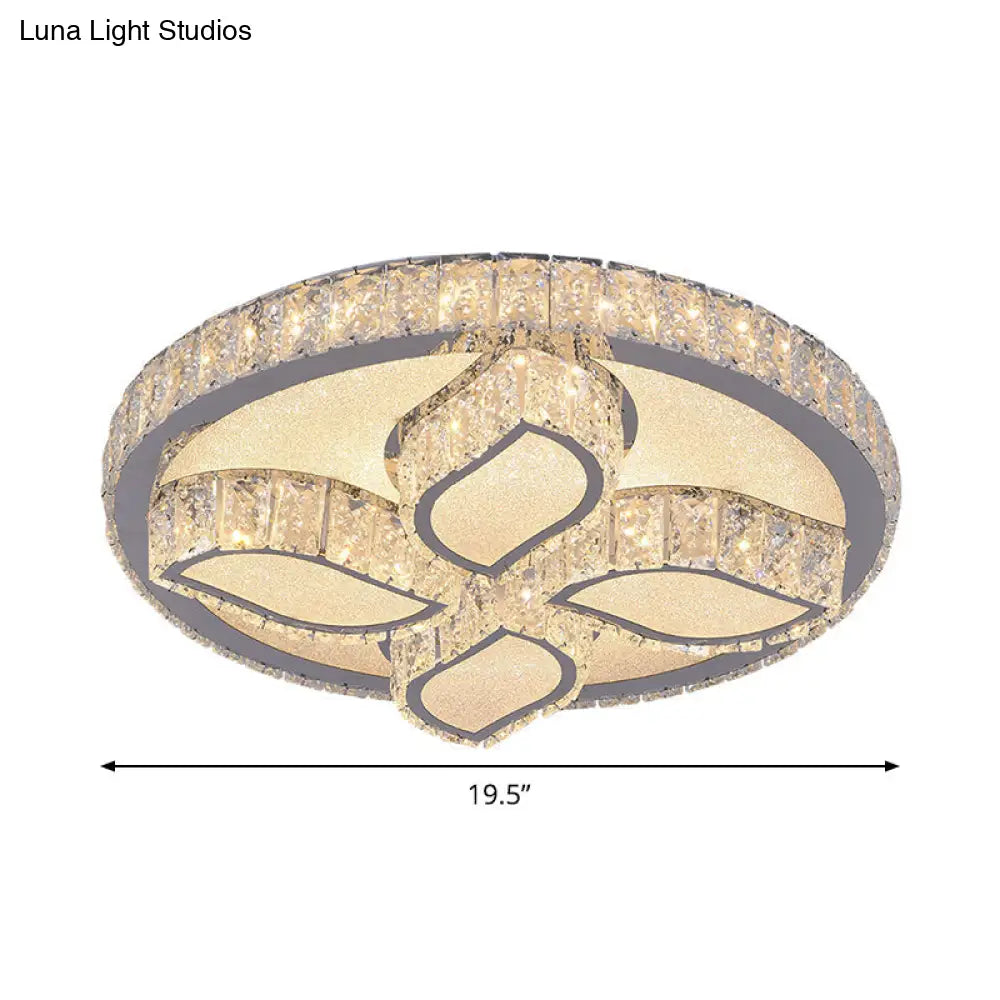 DecorBites™ DecorBites™ Clear Cut Crystal LED Flushmount Ceiling Light - Modern Leaf Design for Bedroom Lighting