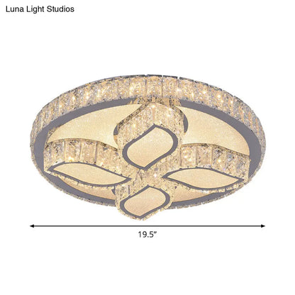 DecorBites™ DecorBites™ Clear Cut Crystal LED Flushmount Ceiling Light - Modern Leaf Design for Bedroom Lighting