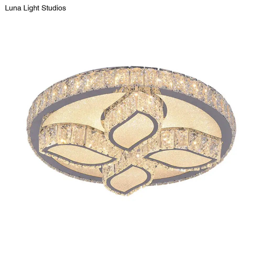 DecorBites™ DecorBites™ Clear Cut Crystal LED Flushmount Ceiling Light - Modern Leaf Design for Bedroom Lighting