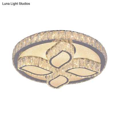 DecorBites™ DecorBites™ Clear Cut Crystal LED Flushmount Ceiling Light - Modern Leaf Design for Bedroom Lighting