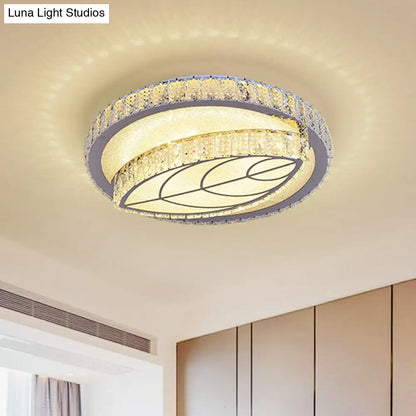 DecorBites™ DecorBites™ Clear Cut Crystal LED Flushmount Ceiling Light - Modern Leaf Design for Bedroom Lighting