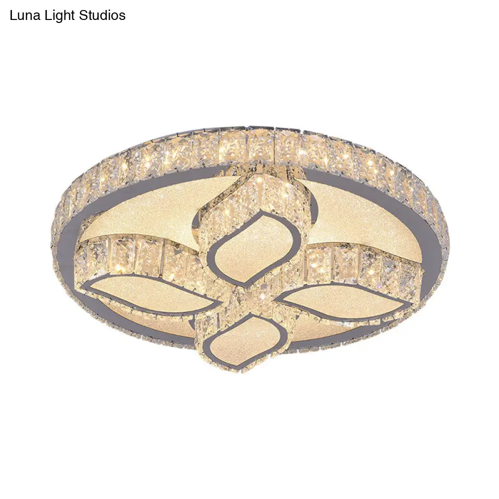 DecorBites™ DecorBites™ Clear Cut Crystal LED Flushmount Ceiling Light - Modern Leaf Design for Bedroom Lighting