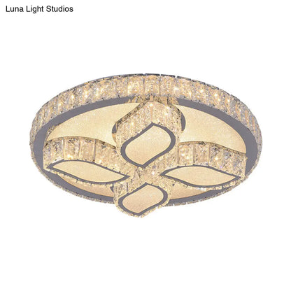 DecorBites™ DecorBites™ Clear Cut Crystal LED Flushmount Ceiling Light - Modern Leaf Design for Bedroom Lighting