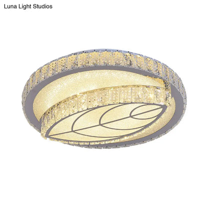 DecorBites™ DecorBites™ Clear Cut Crystal LED Flushmount Ceiling Light - Modern Leaf Design for Bedroom Lighting