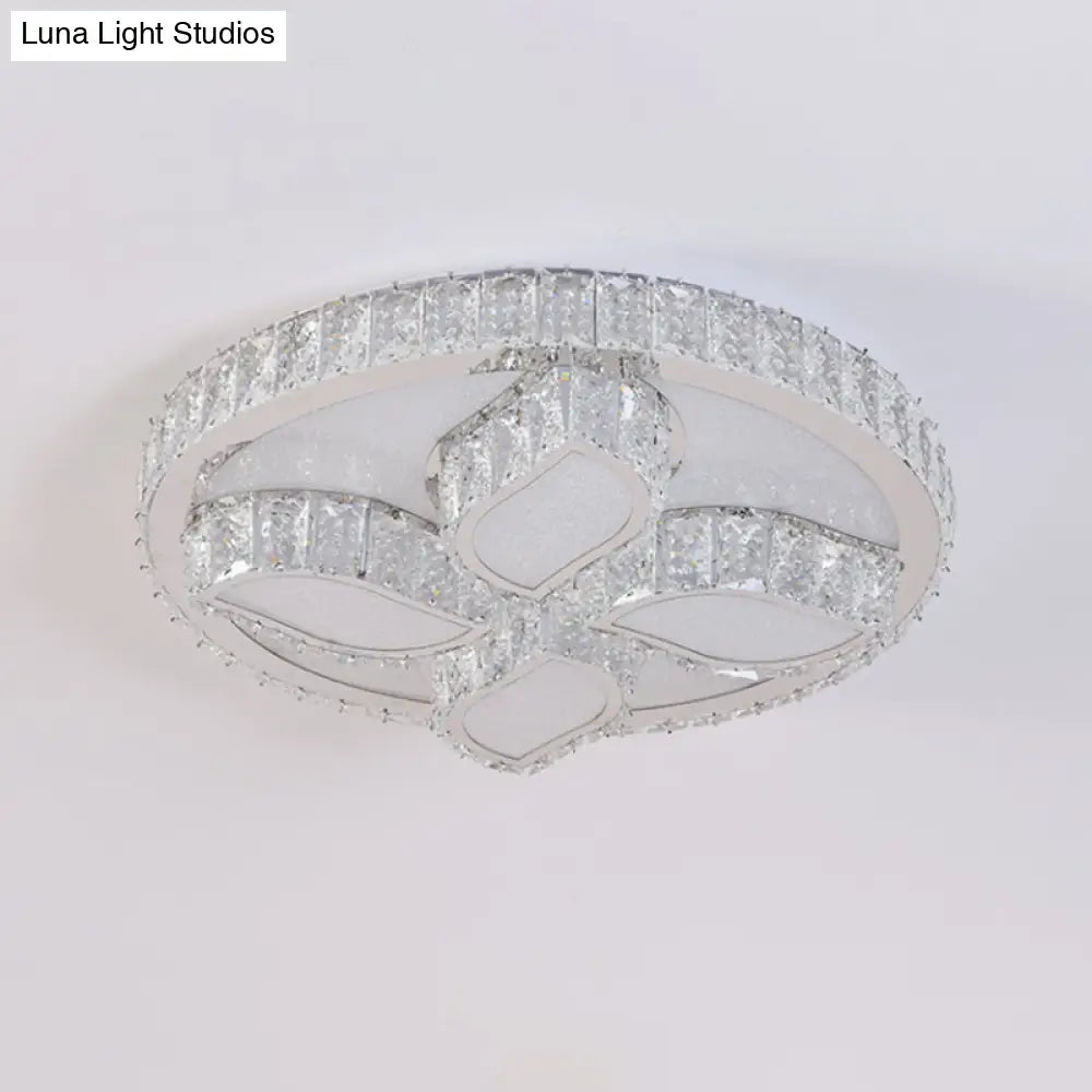 DecorBites™ DecorBites™ Clear Cut Crystal LED Flushmount Ceiling Light - Modern Leaf Design for Bedroom Lighting