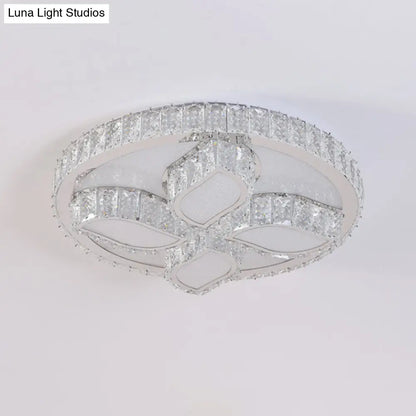 DecorBites™ DecorBites™ Clear Cut Crystal LED Flushmount Ceiling Light - Modern Leaf Design for Bedroom Lighting