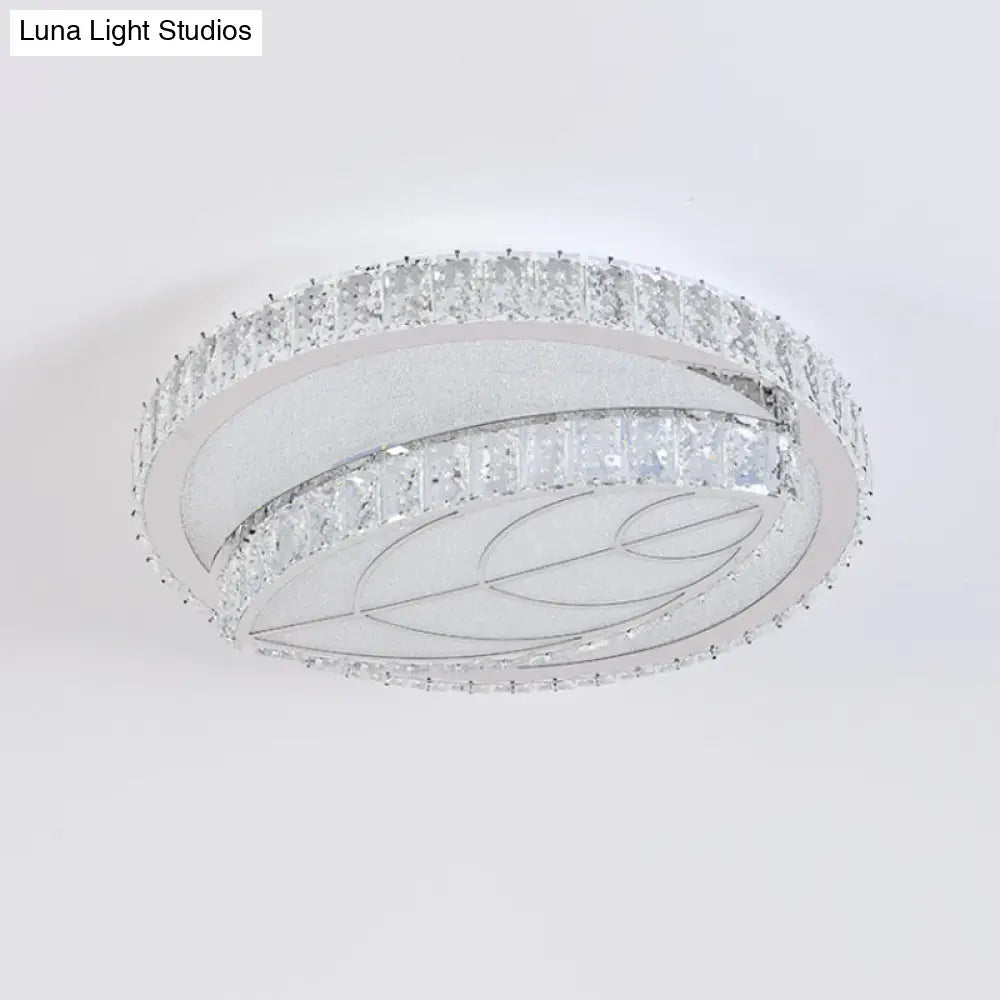 DecorBites™ DecorBites™ Clear Cut Crystal LED Flushmount Ceiling Light - Modern Leaf Design for Bedroom Lighting