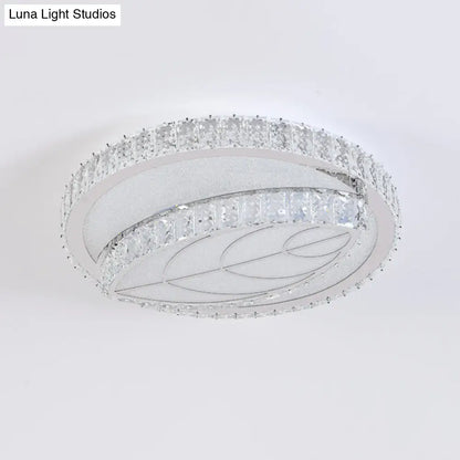 DecorBites™ DecorBites™ Clear Cut Crystal LED Flushmount Ceiling Light - Modern Leaf Design for Bedroom Lighting