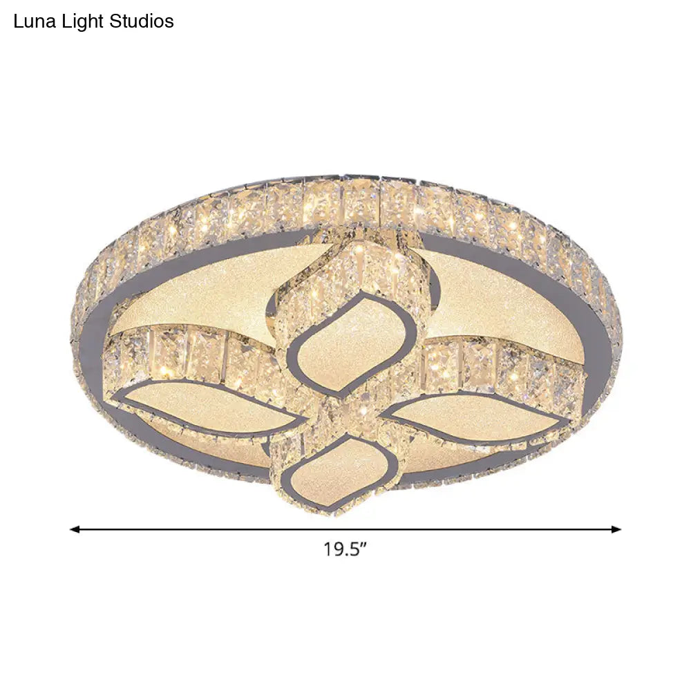 DecorBites™ DecorBites™ Clear Cut Crystal LED Flushmount Ceiling Light - Modern Leaf Design for Bedroom Lighting