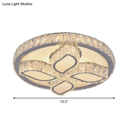 DecorBites™ DecorBites™ Clear Cut Crystal LED Flushmount Ceiling Light - Modern Leaf Design for Bedroom Lighting