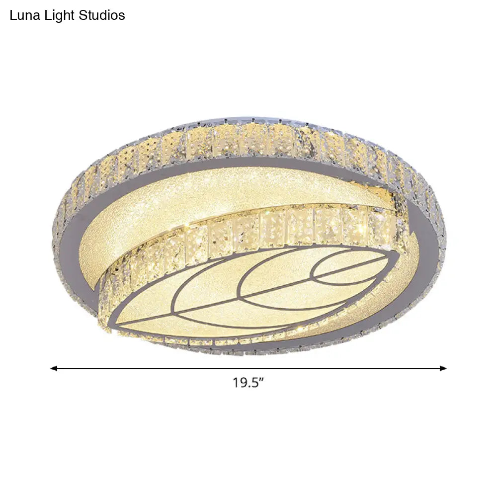 DecorBites™ DecorBites™ Clear Cut Crystal LED Flushmount Ceiling Light - Modern Leaf Design for Bedroom Lighting