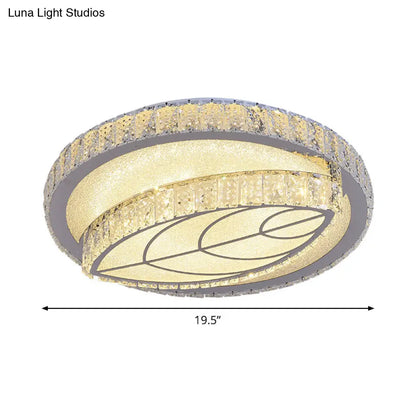 DecorBites™ DecorBites™ Clear Cut Crystal LED Flushmount Ceiling Light - Modern Leaf Design for Bedroom Lighting