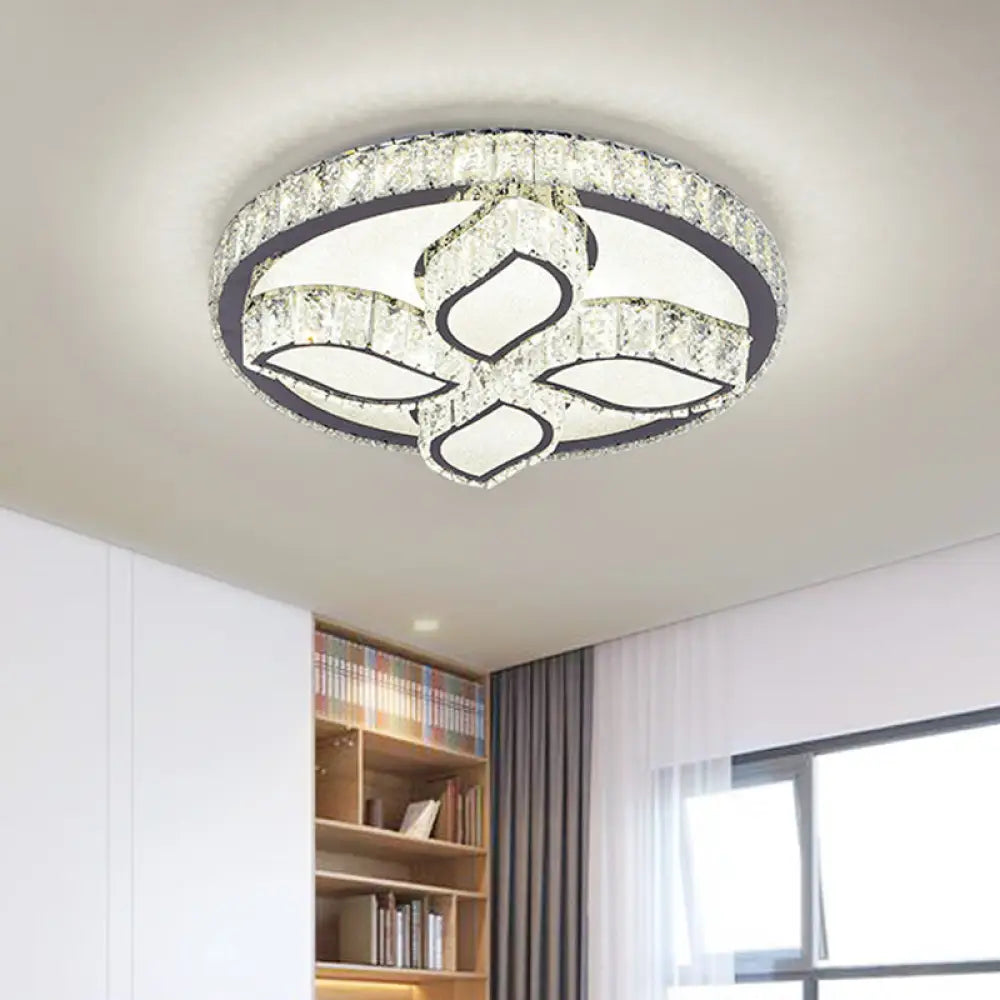 DecorBites™ DecorBites™ Clear Cut Crystal LED Flushmount Ceiling Light - Modern Leaf Design for Bedroom Lighting