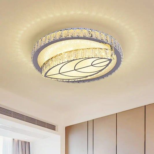 DecorBites™ DecorBites™ Clear Cut Crystal LED Flushmount Ceiling Light - Modern Leaf Design for Bedroom Lighting