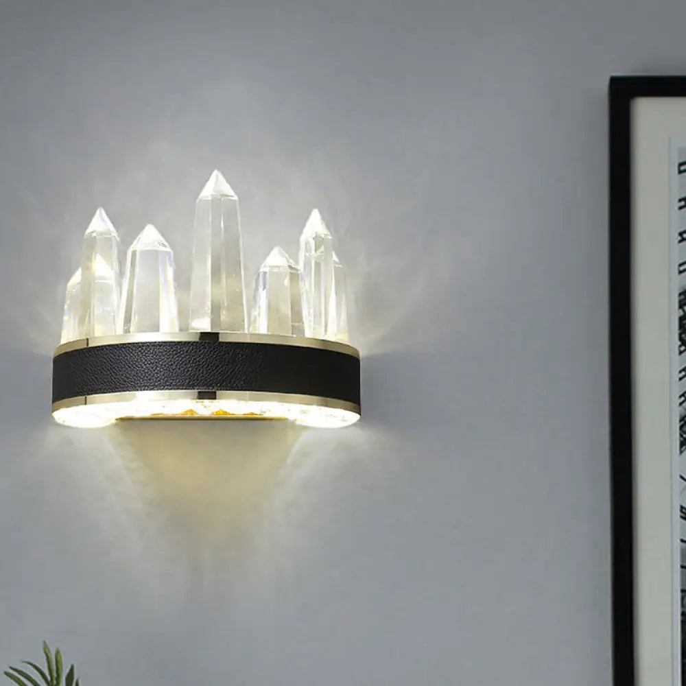 DecorBites™ Clear Cut Crystal LED Wall Sconce in Black- Contemporary Wall Mount Lighting for Sitting Room