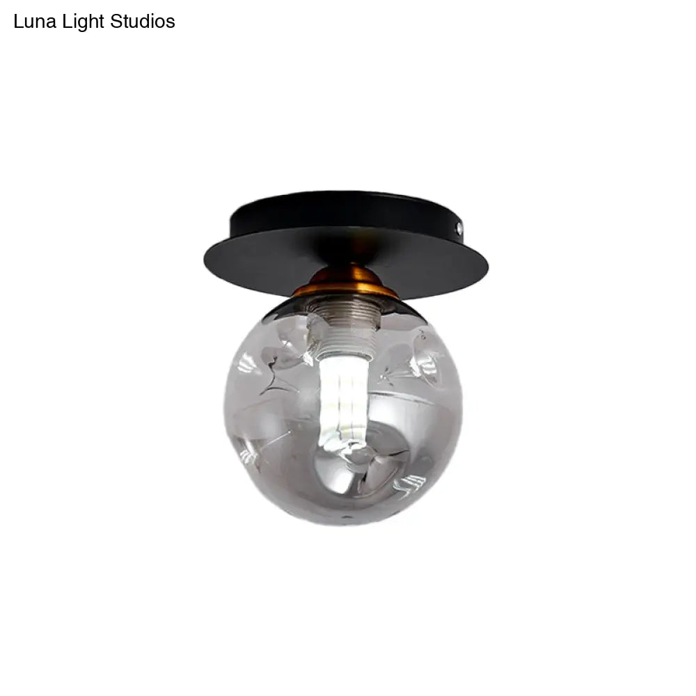 DecorBites™ DecorBites™ Clear Dimpled Glass 1-Bulb Flush Mount Light Fixture for Corridors in Black