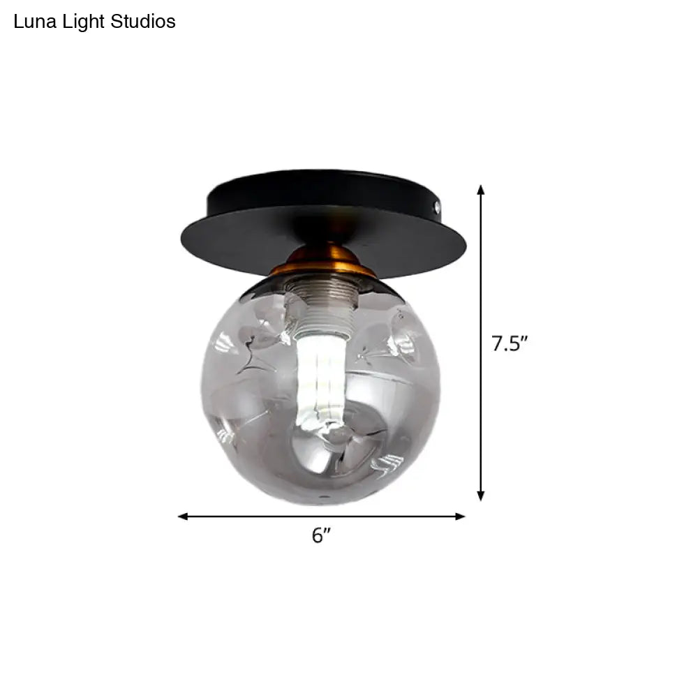 DecorBites™ DecorBites™ Clear Dimpled Glass 1-Bulb Flush Mount Light Fixture for Corridors in Black