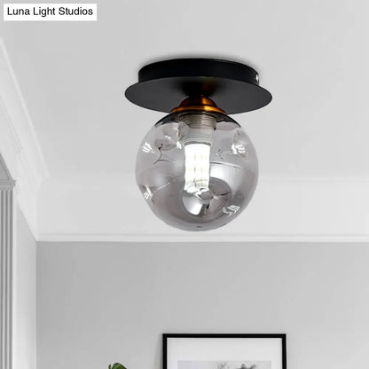 DecorBites™ DecorBites™ Clear Dimpled Glass 1-Bulb Flush Mount Light Fixture for Corridors in Black
