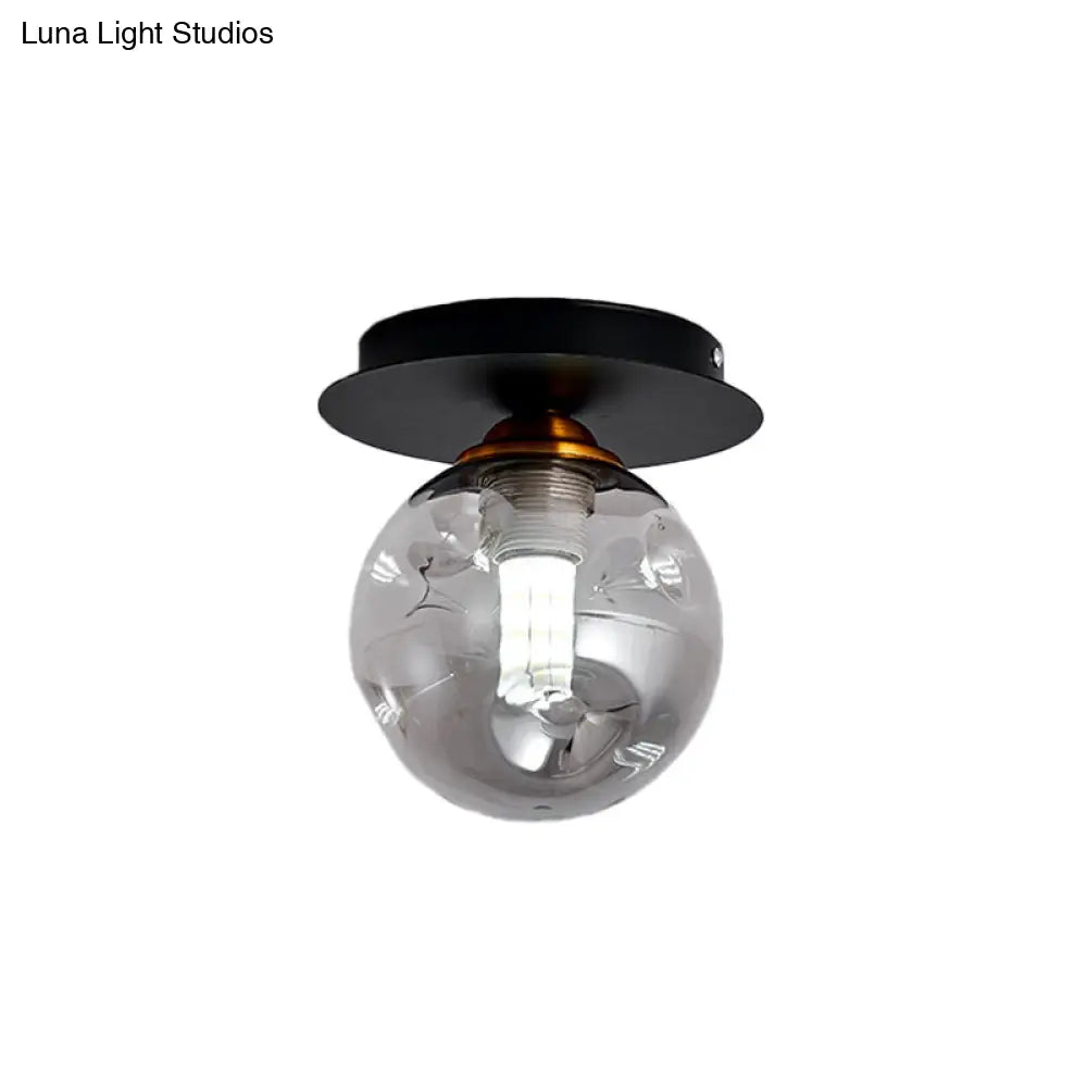 DecorBites™ DecorBites™ Clear Dimpled Glass 1-Bulb Flush Mount Light Fixture for Corridors in Black