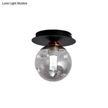 DecorBites™ DecorBites™ Clear Dimpled Glass 1-Bulb Flush Mount Light Fixture for Corridors in Black