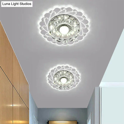 DecorBites™ DecorBites™ Clear Faceted Crystal LED Foyer Ceiling Light Fixture – Bloom Flushmount Lighting with Modern Touch