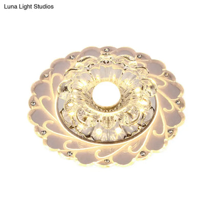 DecorBites™ DecorBites™ Clear Faceted Crystal LED Foyer Ceiling Light Fixture – Bloom Flushmount Lighting with Modern Touch