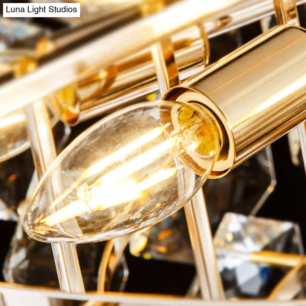 Lámpara de pared DecorBites™ de cristal facetado transparente: 3 luces, 3 niveles, montaje en pared. Diseño contemporáneo en negro.