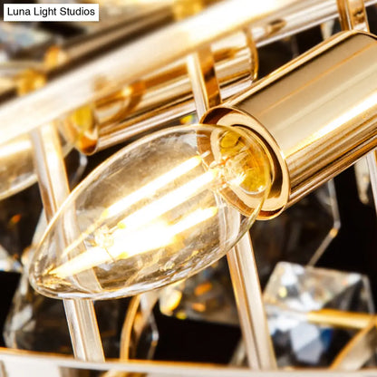 Lámpara de pared DecorBites™ de cristal facetado transparente: 3 luces, 3 niveles, montaje en pared. Diseño contemporáneo en negro.