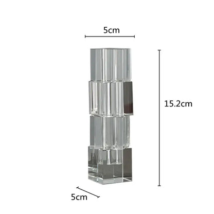 Clear acrylic geometric glass vase stack with fluted rectangular segments for modern living room decorbites decor