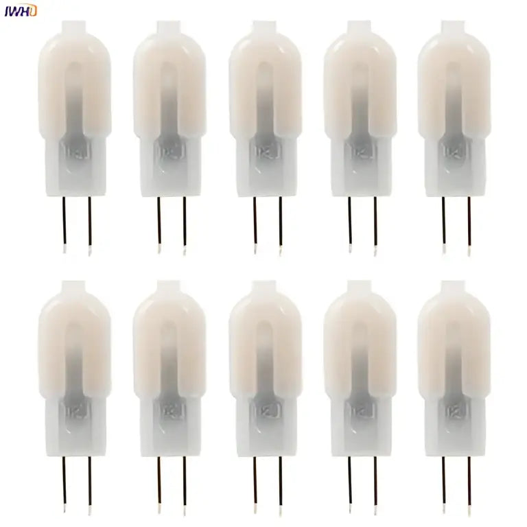 Ten clear glass decorbites led g4 bulbs 10pcs 2w led with two metal pins for kitchen chandeliers arranged in grid