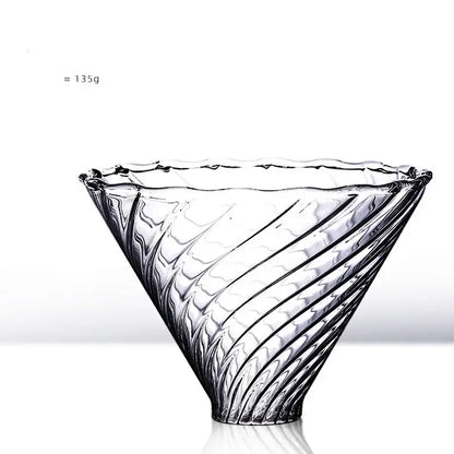Clear glass barista kettle pot pour over coffee set with swirling ribbed design and scalloped rim decorbites barista kettle